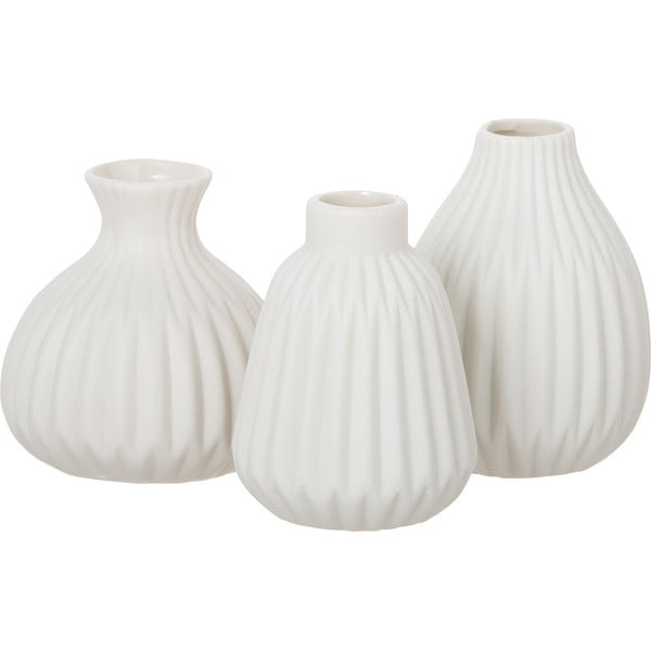 3 baltų porcelianinių vazų rinkinys Westwing Collection Palo