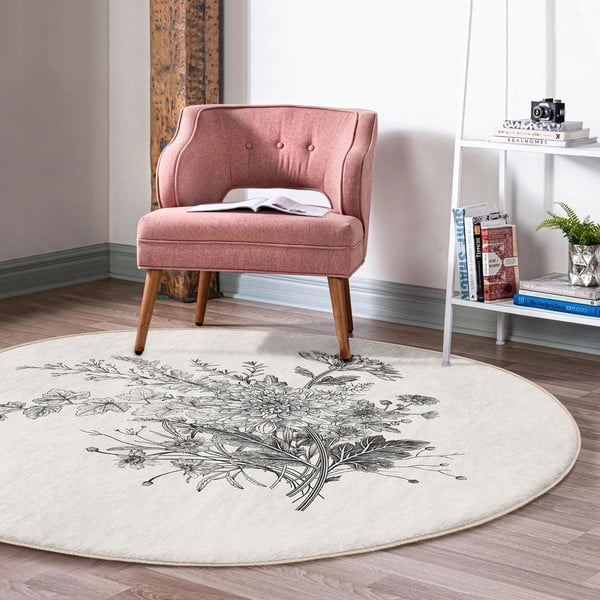 Skalbiamas/robotiniams dulkių siurbliams apvalios formos kilimas kreminės spalvos ø 80 cm Comfort – Mila Home-image-4