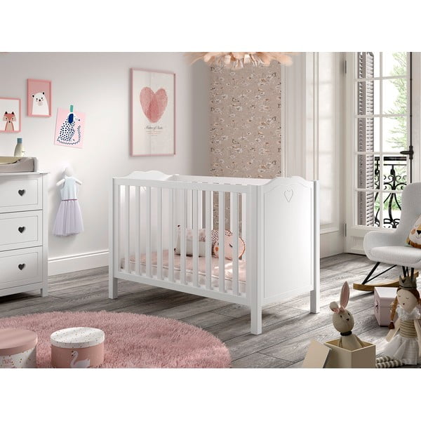 Baltos spalvos iš pušies masyvo vaikiška lovelė 60x120 cm Amori – Vipack-image-1