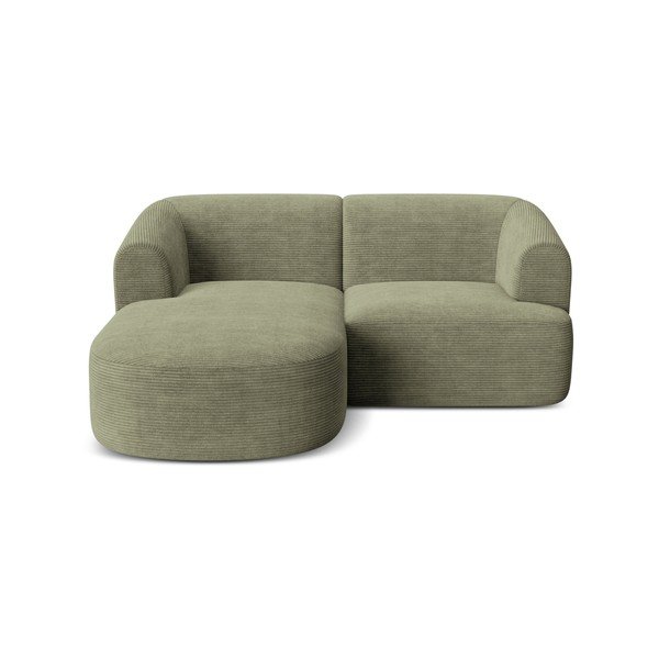 Žalios spalvos kampinė sofa iš kordinio velveto (su kairiuoju kampu/su gultu) Campi – Cosmopolitan Design-image-2