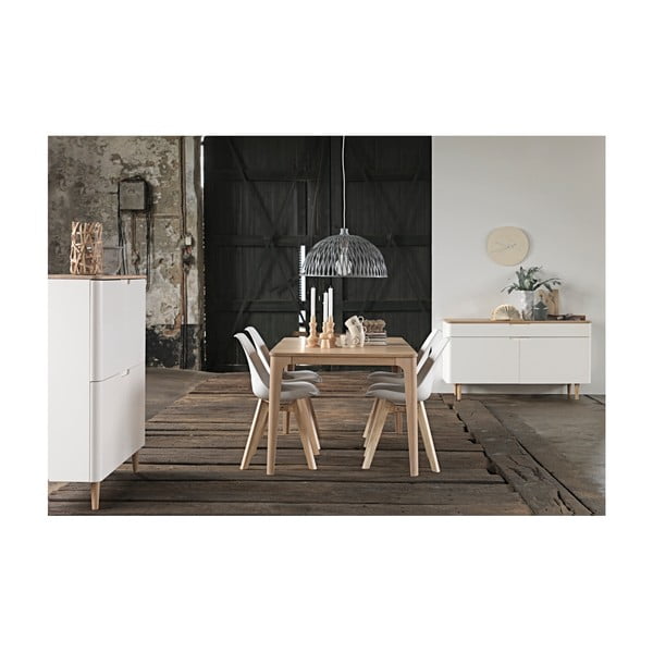 Baltos spalvos ąžuolo medienos sulankstomas valgomojo stalas Unique Furniture Amalfi, 160 x 90 cm-image-1