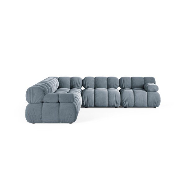 Pilkos spalvos modulinė kampinė sofa iš velveto – Micadoni -image-2