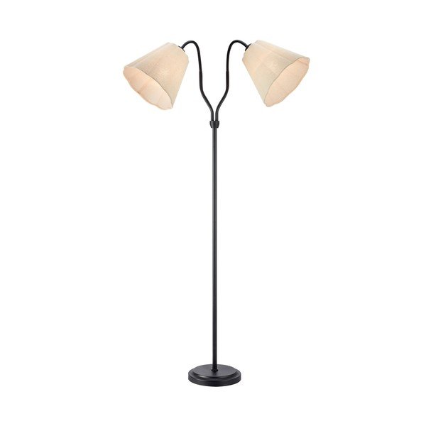 Juodos spalvos/smėlio spalvos iš lino pastatomas šviestuvas su sulankstoma konstrukcija (aukštis 149 cm) Veya – Markslöjd