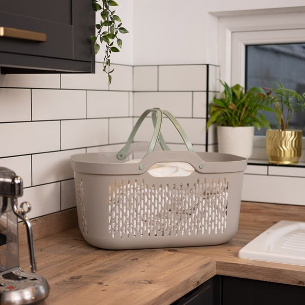 Šviesiai rudos spalvos iš plastiko skalbinių krepšys 45 l – Addis-image-2