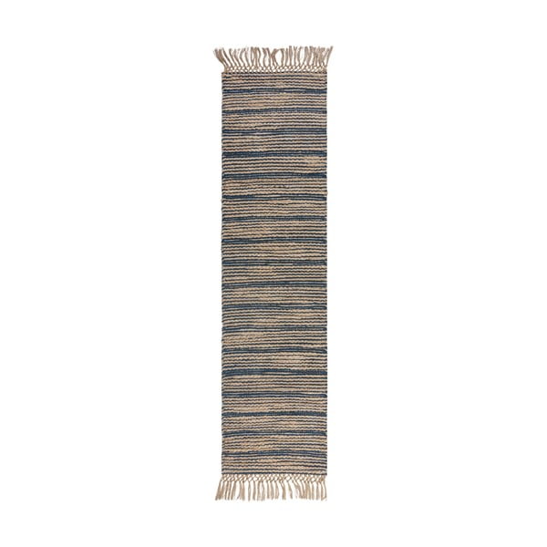 Mėlynas džiuto kilimėlis Flair Rugs Equinox, 60 x 230 cm