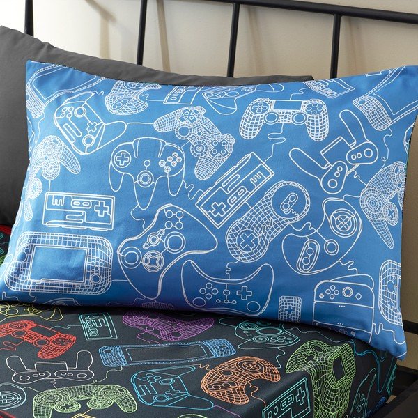 Juodos spalvos viengulė vaikiška patalynė 135x200 cm Power Up Gamer – Catherine Lansfield-image-3
