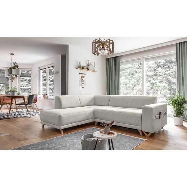 Smėlio spalvos sulankstoma/su sandėliavimo vieta kampinė sofa (su kairiuoju kampu/„L“ formos) Classy Sophie – Miuform-image-3