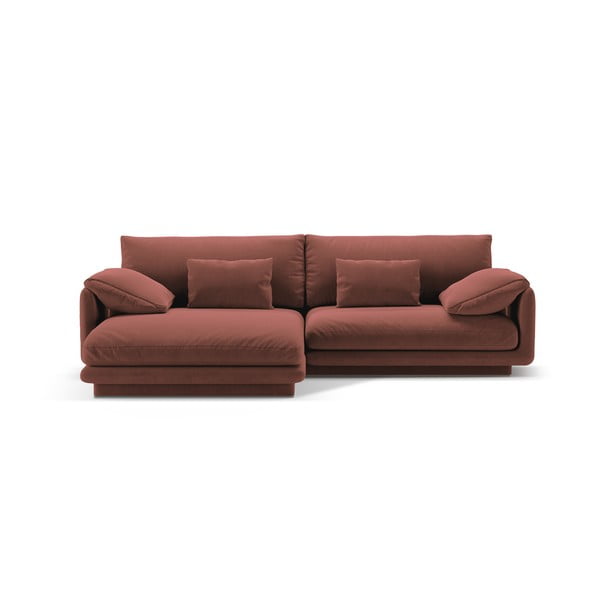 Iš velveto kampinė sofa rožinės spalvos (su kairiuoju kampu/su gultu) Torino – Micadoni 