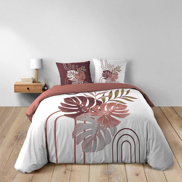 Baltos spalvos/rožinės spalvos iš medvilnės dvigulė/itin ilga patalynė 240x220 cm Astria – douceur d'intérieur