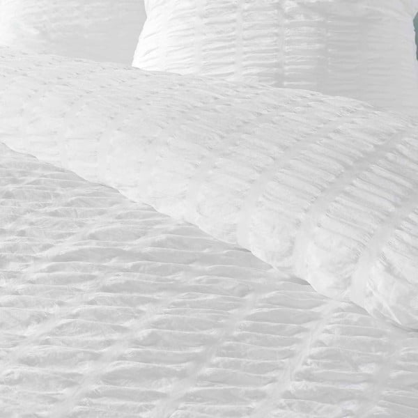 Baltos spalvos iš banguotos tekstūros viengulė patalynė 140x200 cm Plissia – douceur d'intérieur-image-2
