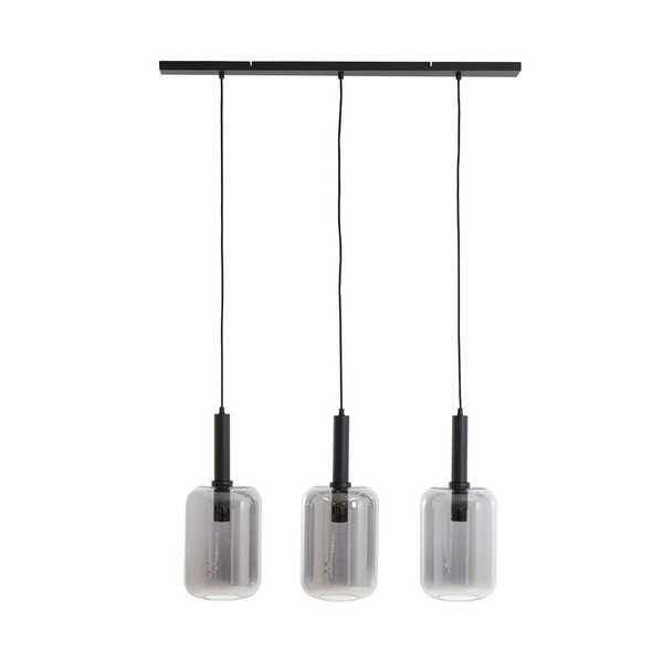 Juodas lubinis šviestuvas su stikliniu gaubtu 100x22 cm Lekar - Light & Living-image-3