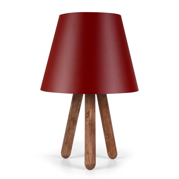 Raudonas stalinis šviestuvas su buko medienos kojomis Kira