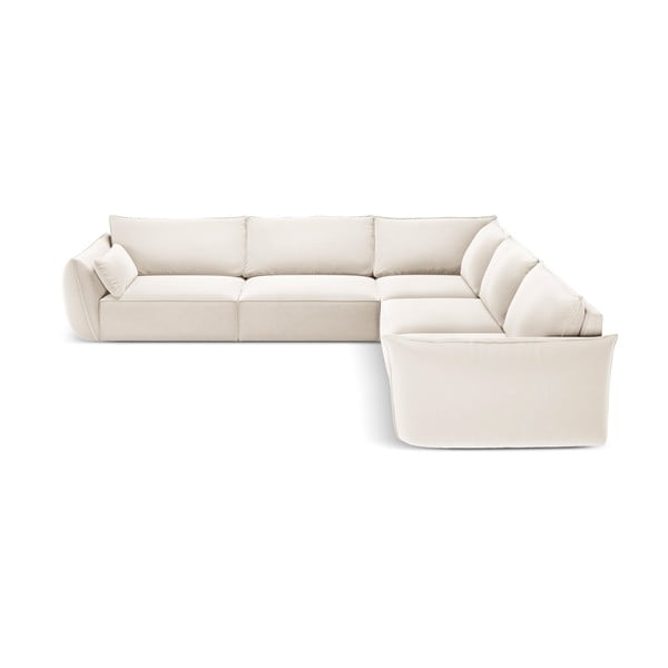 Smėlio spalvos iš velveto kampinė sofa Vanda – Mazzini Sofas