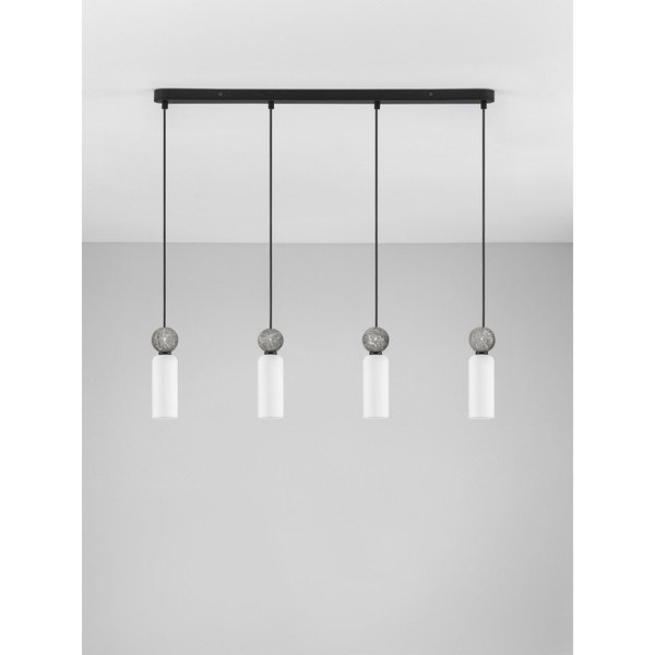 Matinės juodos spalvos iš akmens kabantis šviestuvas su stiklo gaubtu Filomena – Nova Luce-image-4
