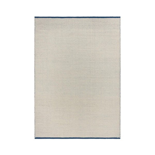 Rankų darbo mėlynos spalvos/smėlio spalvos iš vilnos kilimas 140x200 cm Lenu – noo.ma