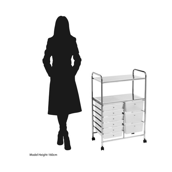 "Premier Housewares" 7 vamzdžių balta mobilioji lentyna su stalčiais-image-3