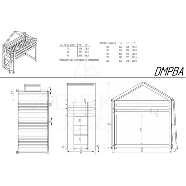 Vaikiška dviaukštė lova iš pušies medienos Adeko Mila DMPBA, 90 x 200 cm-image-2