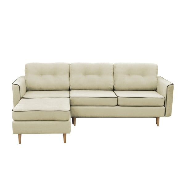 Kreminės spalvos sofa-lova su šviesiomis kojomis Mazzini Sofas Ladybird, kairysis kampas