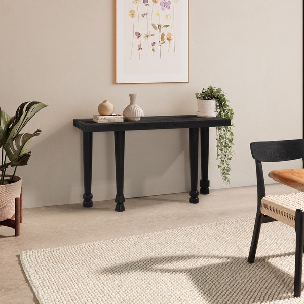 Juodos spalvos iš mango masyvo konsolinis staliukas 40x130 cm Inaya – MOME-image-1