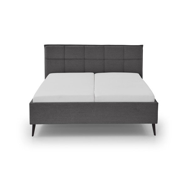 Antracito spalvos dvigulė lova audiniu dengta su sandėliavimo vieta su lovos grotelėmis 160x200 cm Paulo – Meise Möbel-image-3