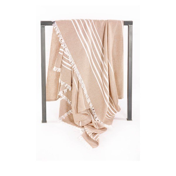 Smėlio spalvos iš medvilnės antklodė ir pledas 150x200 cm Solene – Tiseco Home Studio-image-3