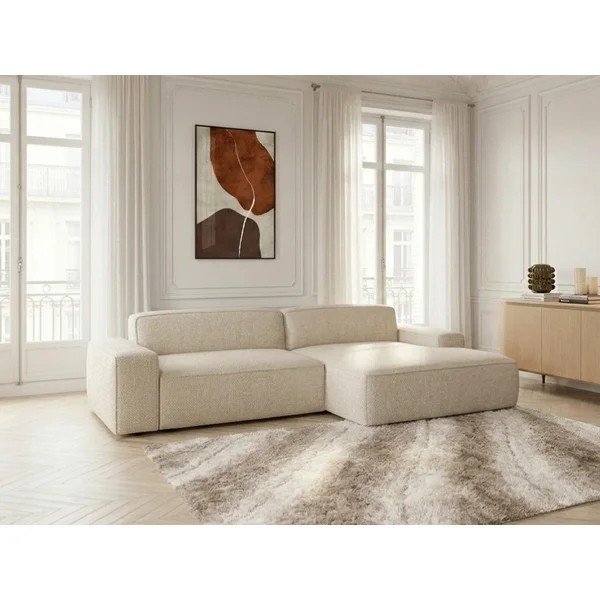 Smėlio spalvos sulankstoma/ar elektrisko sēdekļa regulēšanu kampinė sofa (su dešiniuoju kampu) Abel – Bobochic Paris-image-1