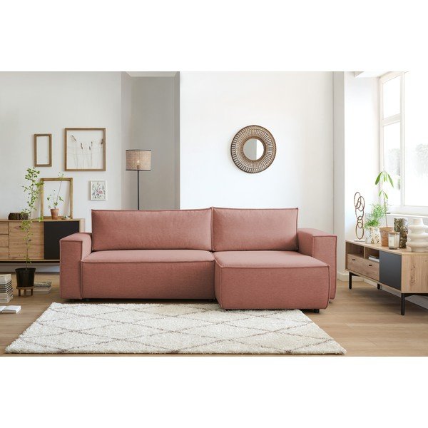 Sulankstoma kampinė sofa rožinės spalvos (modulinė) Nihad – Bobochic Paris-image-1