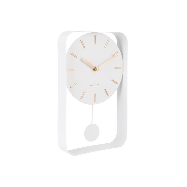 Baltas sieninis laikrodis su švytuokle Karlsson Charm, aukštis 32,5 cm-image-2