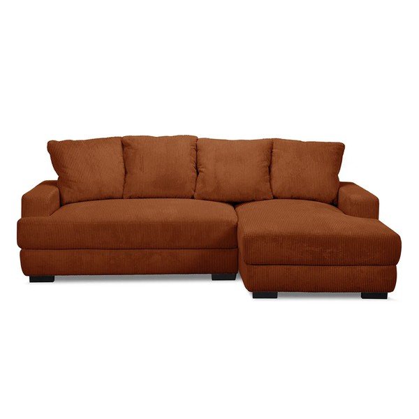Oranžinės spalvos sulankstoma/su sandėliavimo vieta kampinė sofa iš kordinio velveto (su dešiniuoju kampu/su gultu) Campi – Bobochic Paris