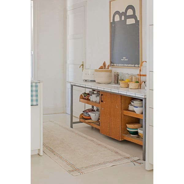 Skalbiamas/rankų darbo iš medvilnės kilimas kreminės spalvos 80x230 cm Cuisine Natural – Lorena Canals-image-3