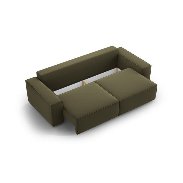 Žalios spalvos iš velveto sulankstoma/su sandėliavimo vieta sofa 247 cm Jodie – Micadoni -image-3
