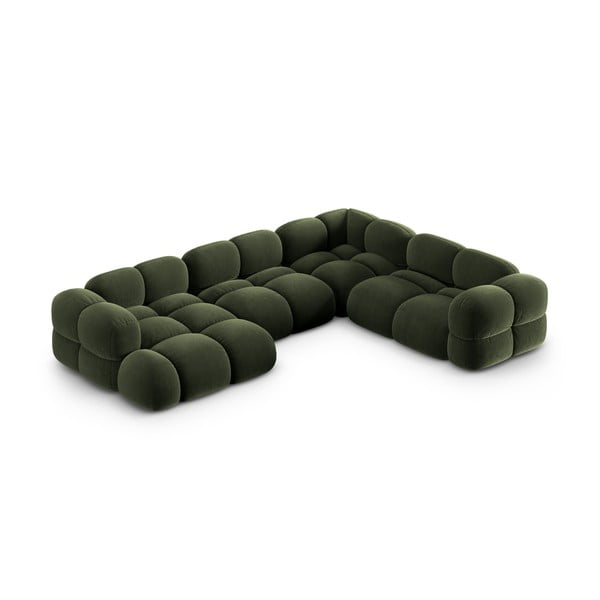 Žalios spalvos iš velveto kampinė sofa (su dešiniuoju kampu/„U“ formos) Loretto – Cosmopolitan Design-image-2