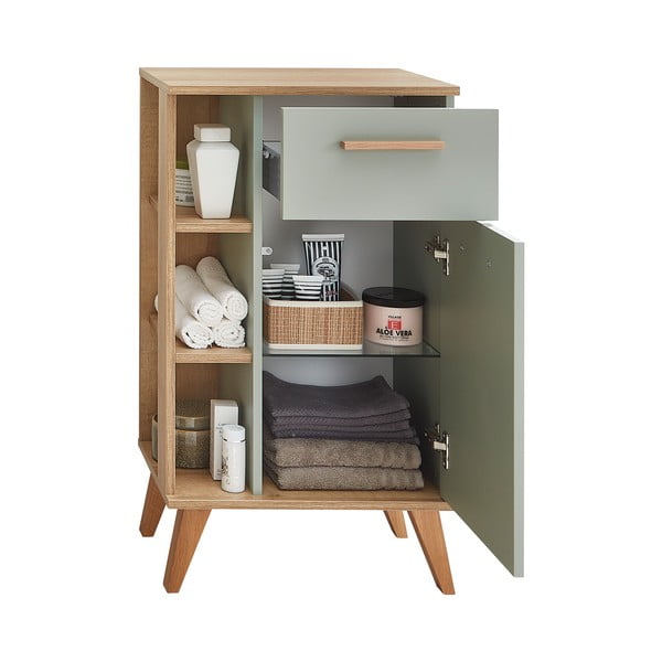 Žalia ąžuolinė žema vonios kambario spintelė 51x90 cm Set 963 - Pelipal-image-4