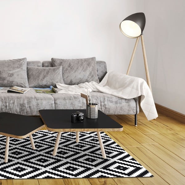 Ilgaamžis vinilo kilimas Juoda ir balta, 140x200 cm-image-1