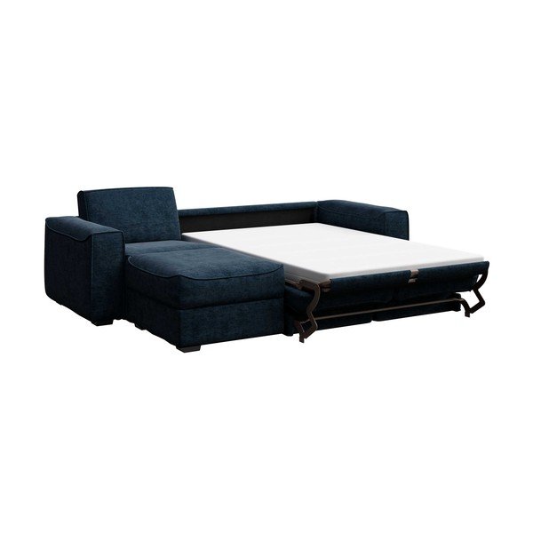 Tamsiai mėlyna kampinė sofa Mesonica Munro, kairysis kampas, 308 cm-image-3