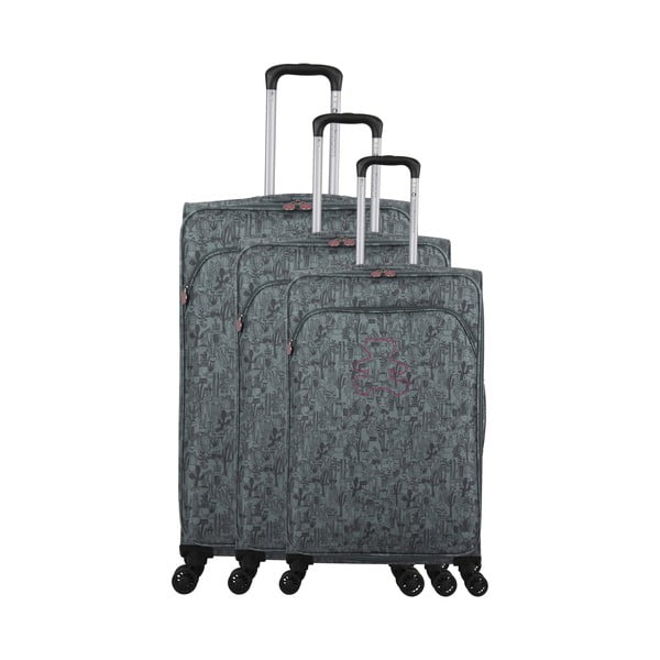 3 pilkos spalvos bagažo ant 4 ratukų rinkinys Lulucastagnette Casandra