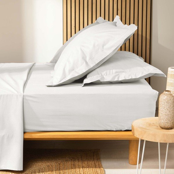 Paklodė iš organiškos medvilnės baltos spalvos su guma 140x190 cm Biolina – douceur d'intérieur-image-2