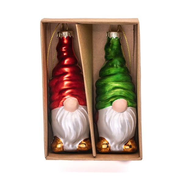 Iš stiklo rankų darbo eglutės papuošimai 2 vnt. ø 4 cm Gonk – Sass & Belle-image-1