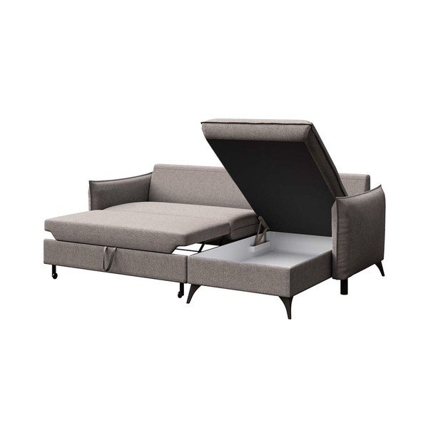 Pilkos spalvos sulankstoma/su sandėliavimo vieta kampinė sofa (su dešiniuoju kampu/su gultu) Brim – Rodier-image-3