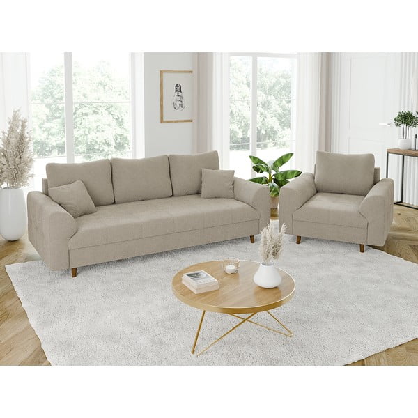 Smėlio spalvos iš boucle sofa 210 cm Ariella – Ropez-image-4