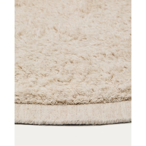 Rankų darbo kreminės spalvos iš vilnos apvalios formos kilimas ø 200 cm Marely – Kave Home-image-4