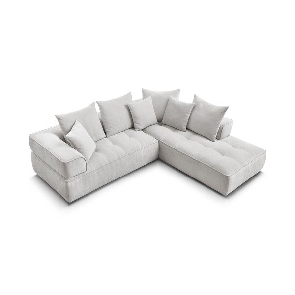 Šviesiai pilkos spalvos iš šenilinio audinio kampinė sofa (su dešiniuoju kampu/„L“ formos) Whesley – Bobochic Paris-image-4