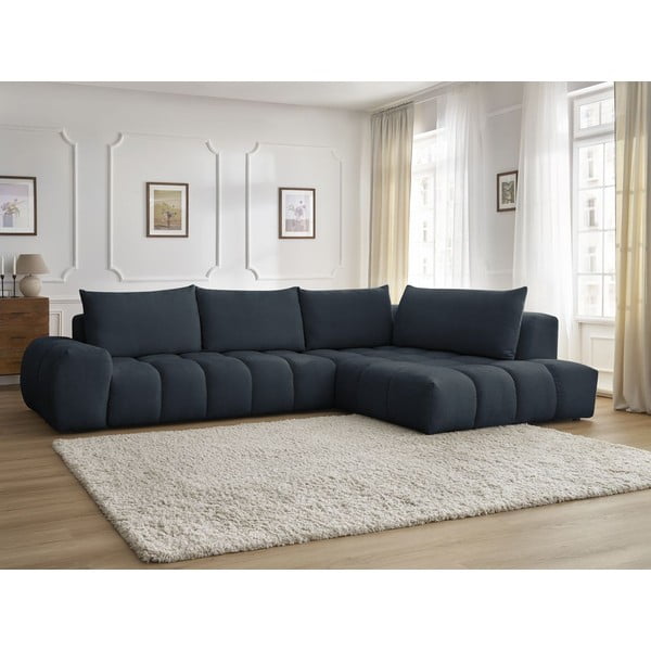 Kampinė sofa tamsiai mėlynos spalvos (su dešiniuoju kampu) Everest – Bobochic Paris-image-1