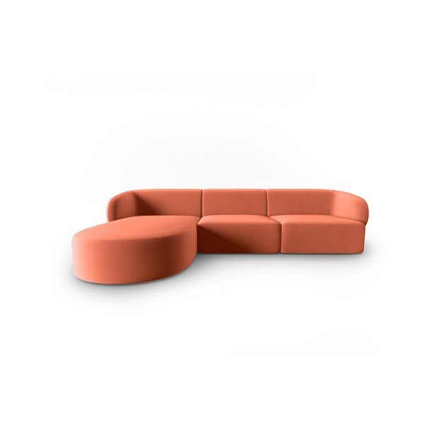 Rožinės spalvos iš velveto kampinė sofa (su kairiuoju kampu/su gultu) Paolo – Milo Casa