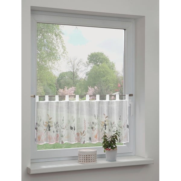 Baltos spalvos permatoma užuolaida 135x45 cm Floral – Sehlbach-image-1