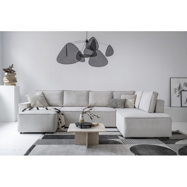 Iš kordinio velveto sulankstoma kampinė sofa baltos spalvos (su dešiniuoju kampu/„U“ formos) Brave Dave – Miuform-image-1