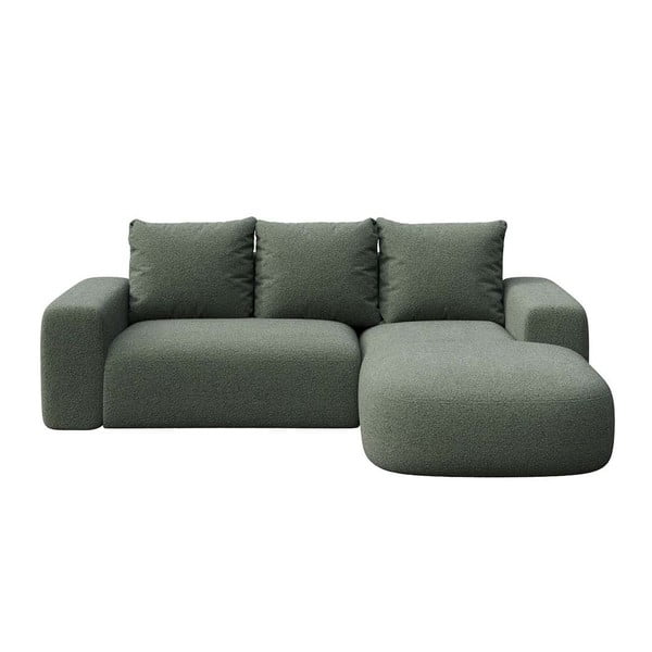Žalios spalvos iš boucle kampinė sofa (su dešiniuoju kampu/su gultu) Monce – Rodier