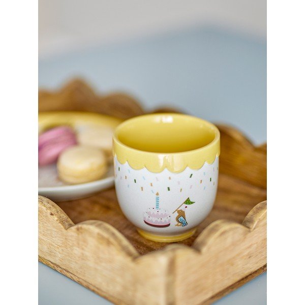 Geltonos spalvos/kreminės spalvos iš akmens masės vaikiškas puodelis 150 ml Celebrate – Bloomingville Mini-image-4
