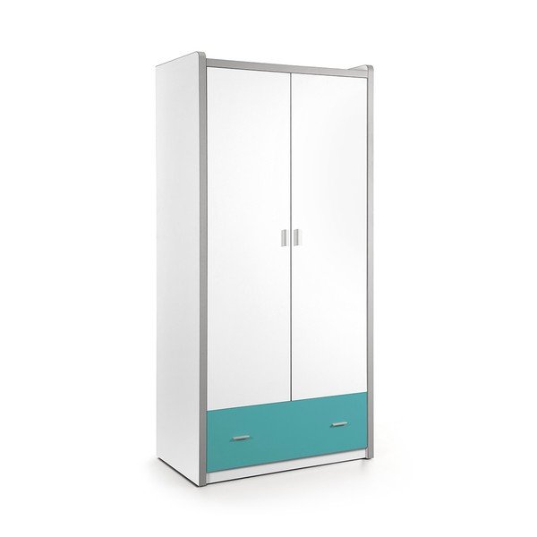 Baltos ir turkio spalvos drabužių spinta Vipack Bonny, 202 x 96,5 cm