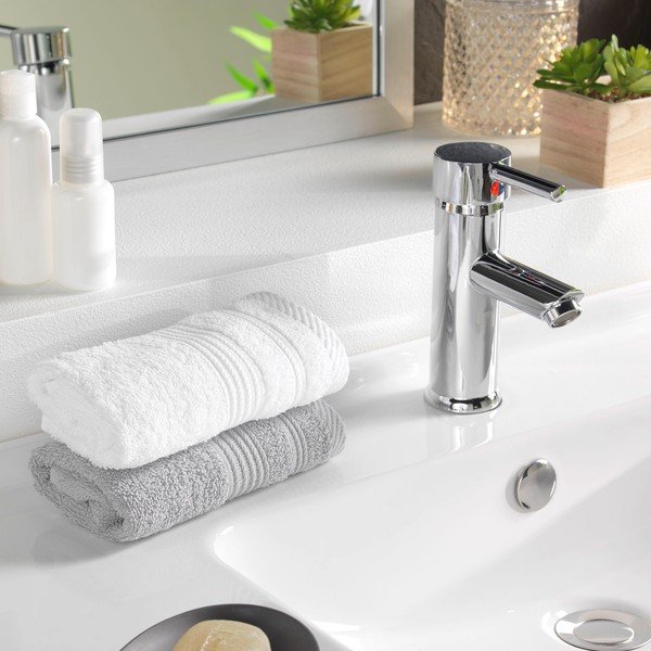 Baltos spalvos iš frote audinio iš medvilnės rankšluostis 30x50 cm Tendresse – douceur d'intérieur-image-1